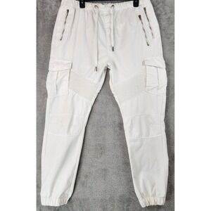 Red Ape Jogger Pants Mens Size 2XL White Moto Cargo Zipper Pockets Streetwear